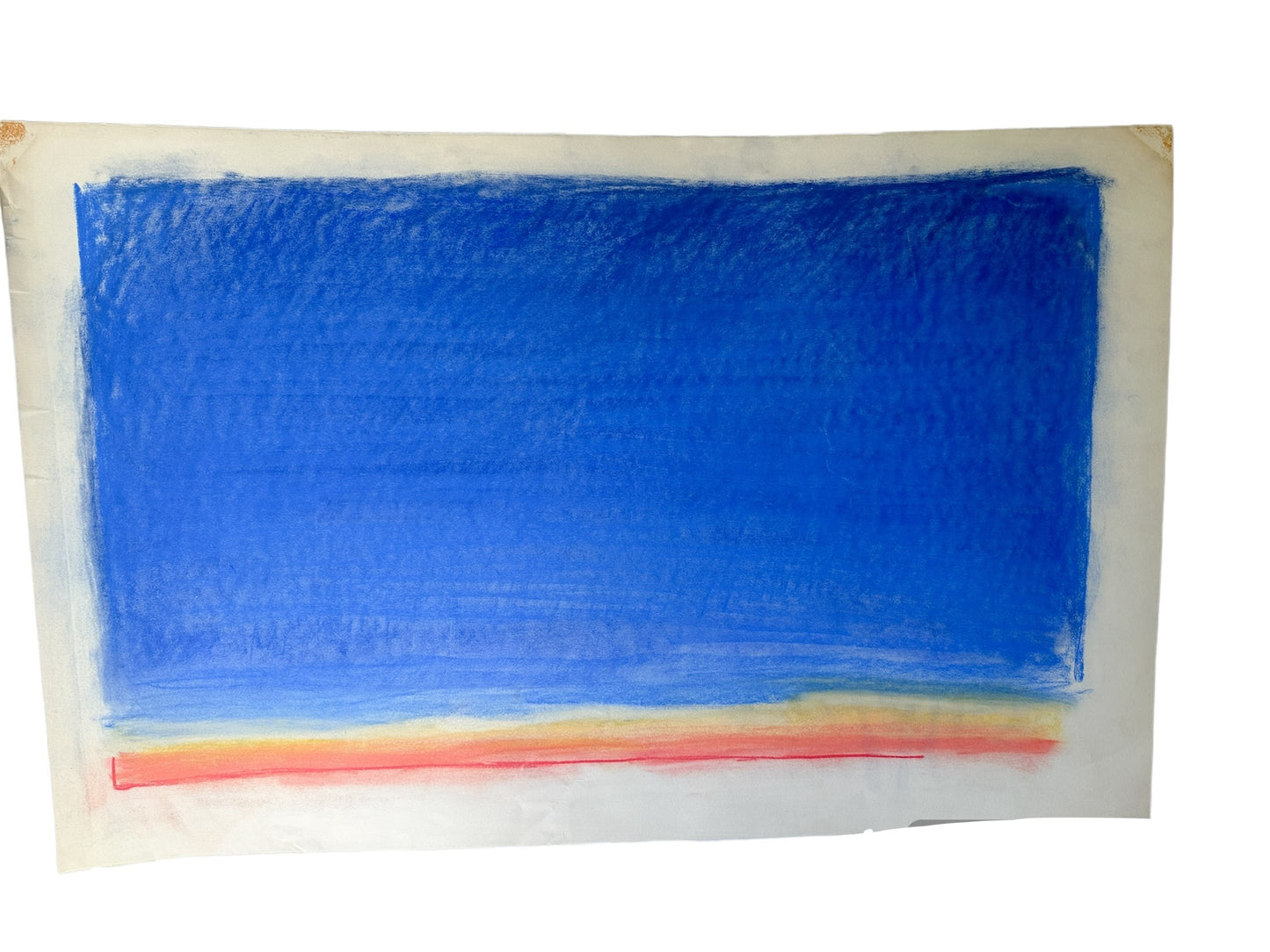 Bright Blue and Orange Abstract Sky - Pastel by Jane Matteson (40"W x 26"H)