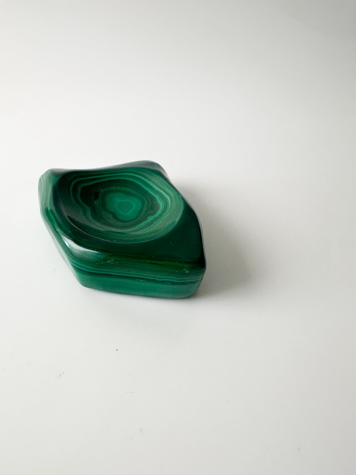 Polished Genuine Malachite Shallow Trinket Dish (4"L x 3"W x 1"H)