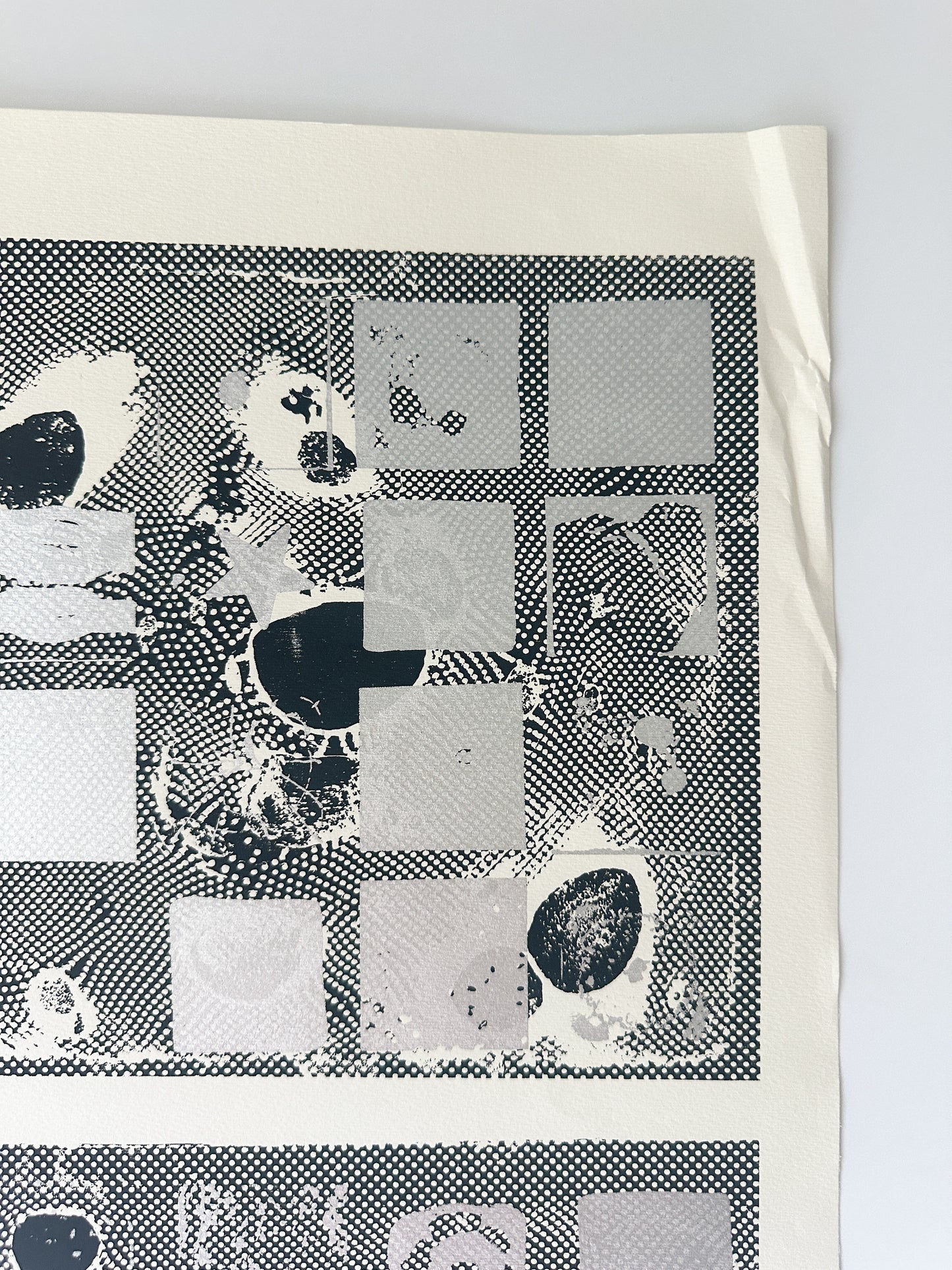 Black and Silver Ink Abstract - Screenprint by the late Velda Warner (26.125”W x 19.125”H)