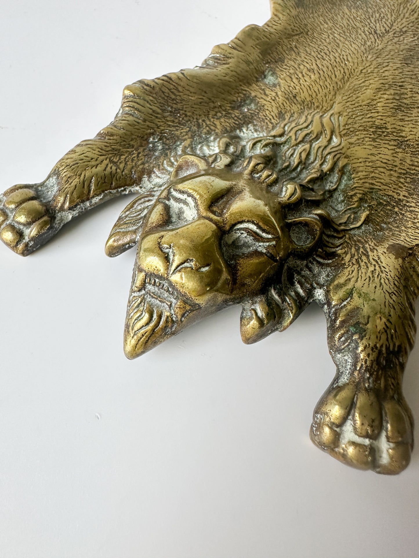 Vintage Brass Lion Trinket Dish