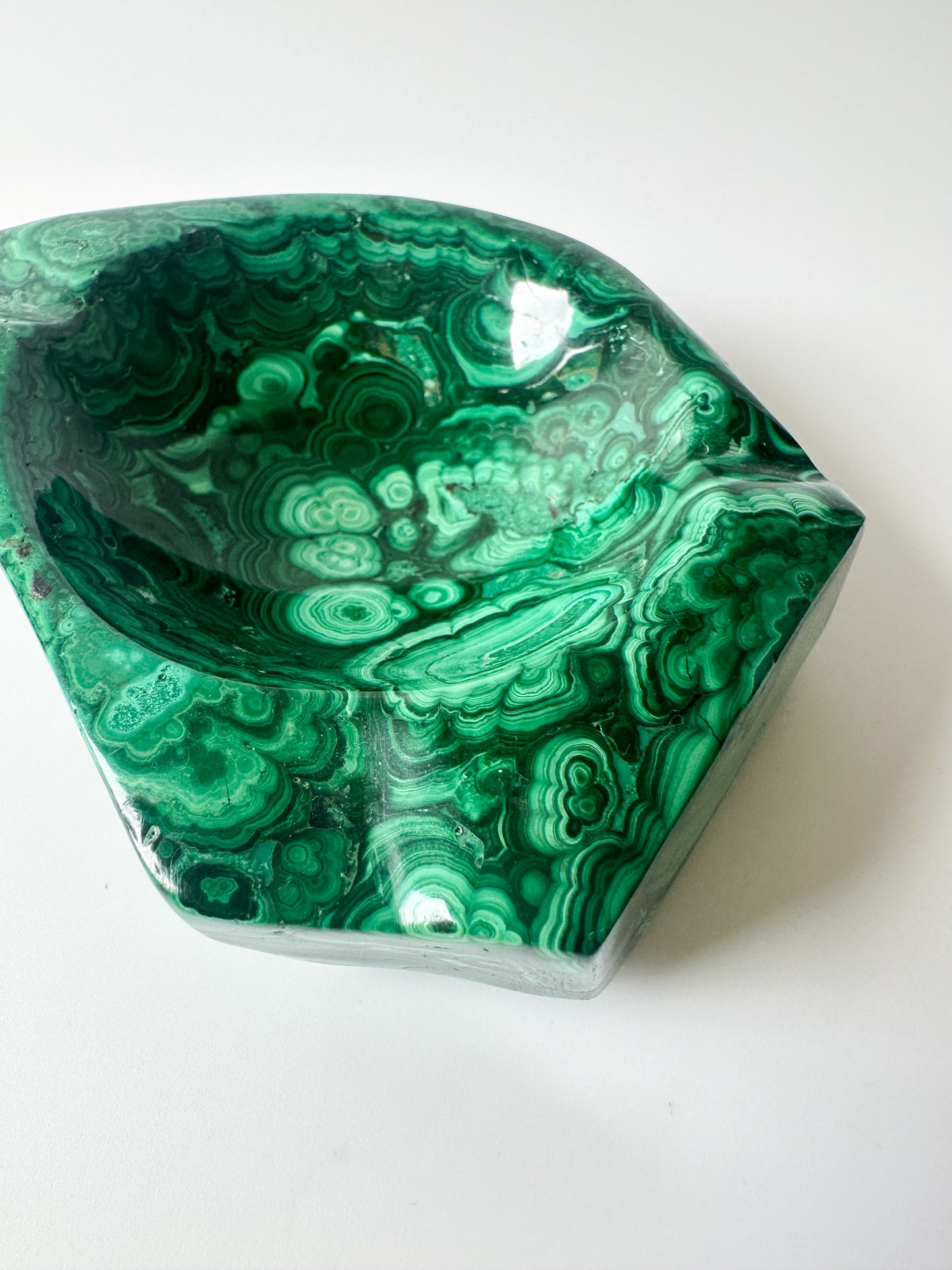 Polished Genuine Malachite Ashtray Trinket Dish (4.25"L x 3.5"W x 1"H)