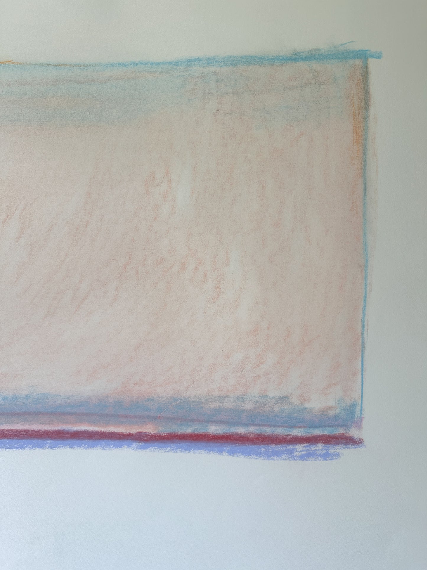 Large Peach and Blue Abstract - Pastel by Jane Matteson (40"W x 26"H)