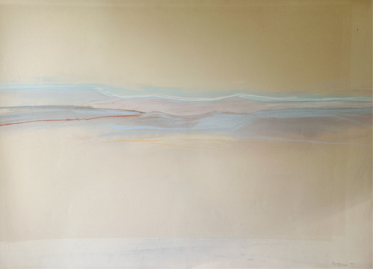 Mountain Horizon with Red Line Abstract - Pastel by Jane Matteson SIGNED (40"W x 29”H)