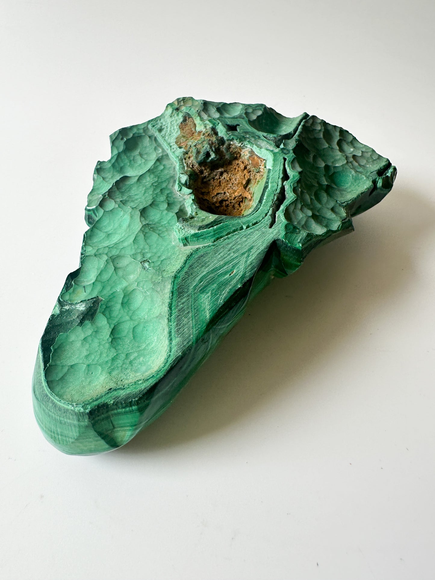 Polished Malachite Face Mask Decorative Object (6"L x 4"W x 1.75"H)