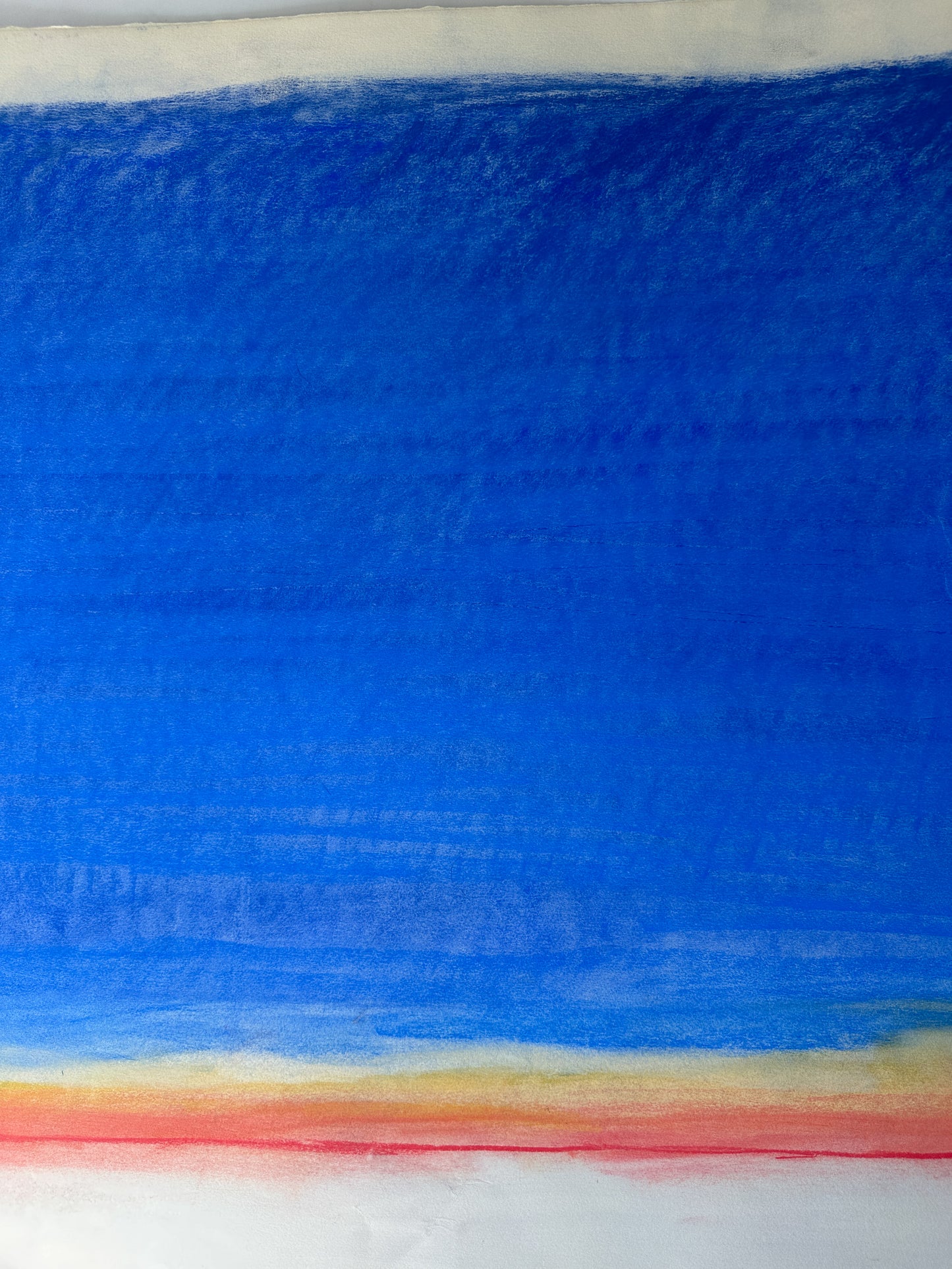 Bright Blue and Orange Abstract Sky - Pastel by Jane Matteson (40"W x 26"H)