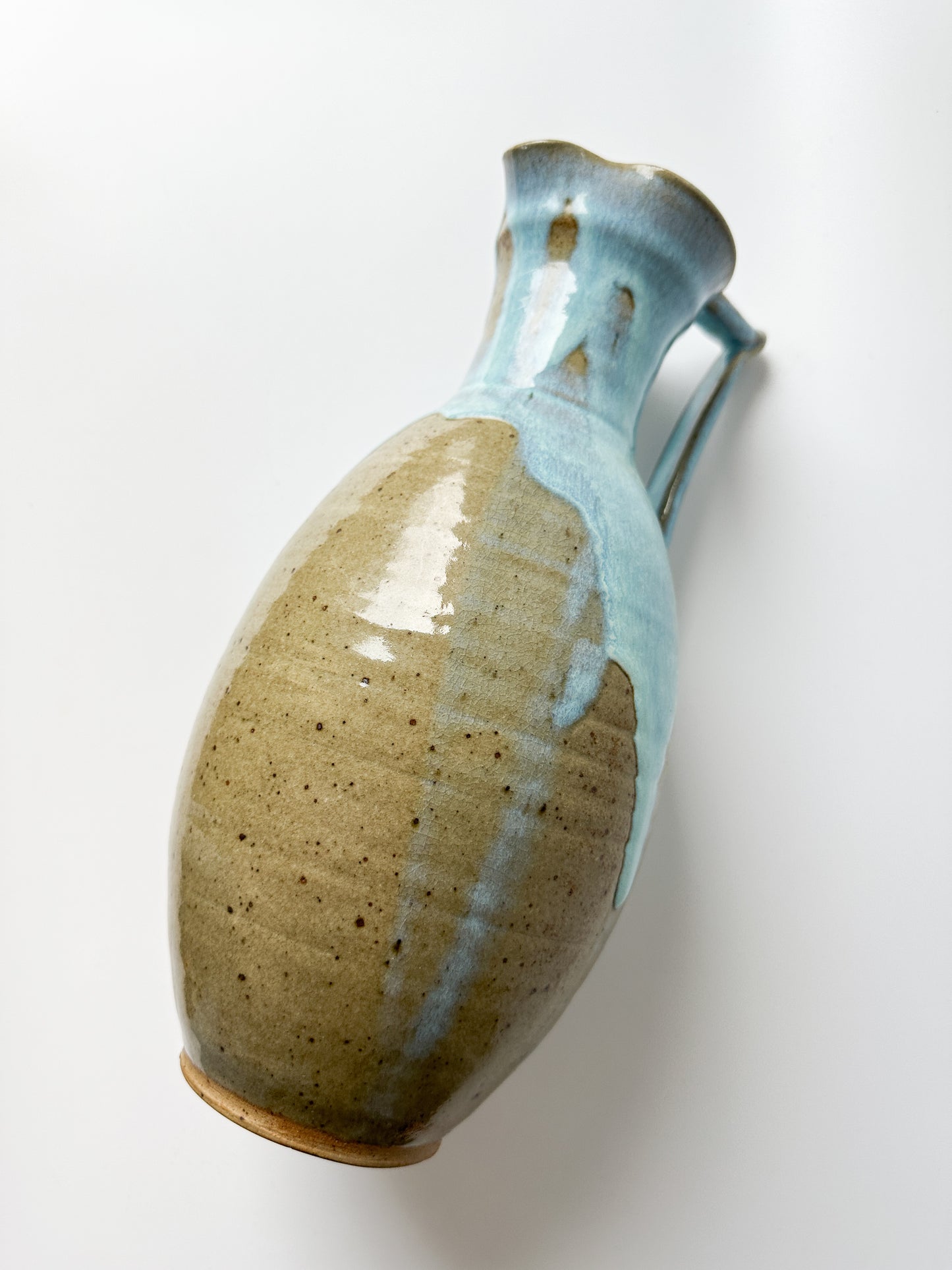 Studio Pottery Pitcher with Light Blue Glaze