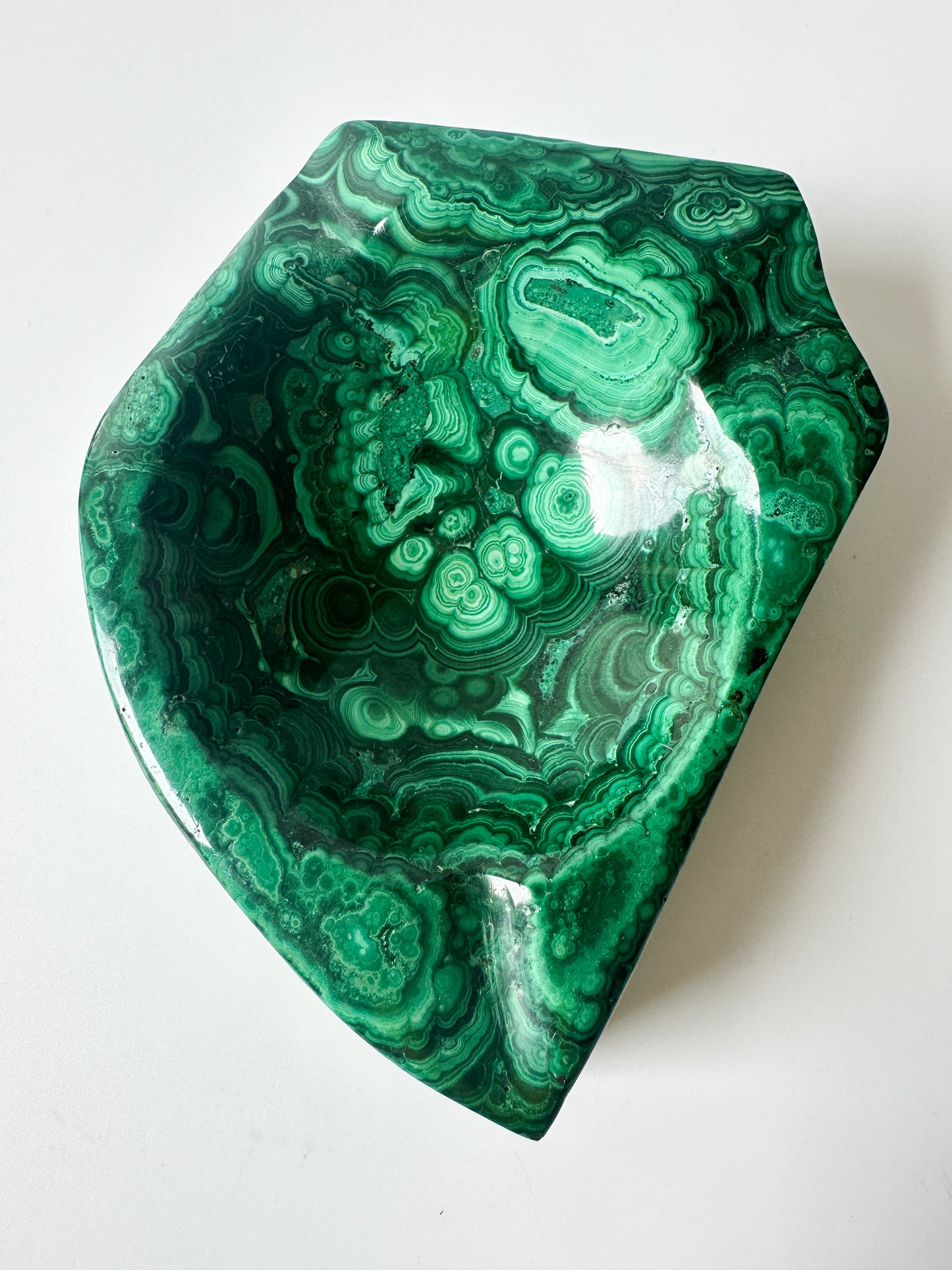 Polished Genuine Malachite Ashtray Trinket Dish (4.25"L x 3.5"W x 1"H)