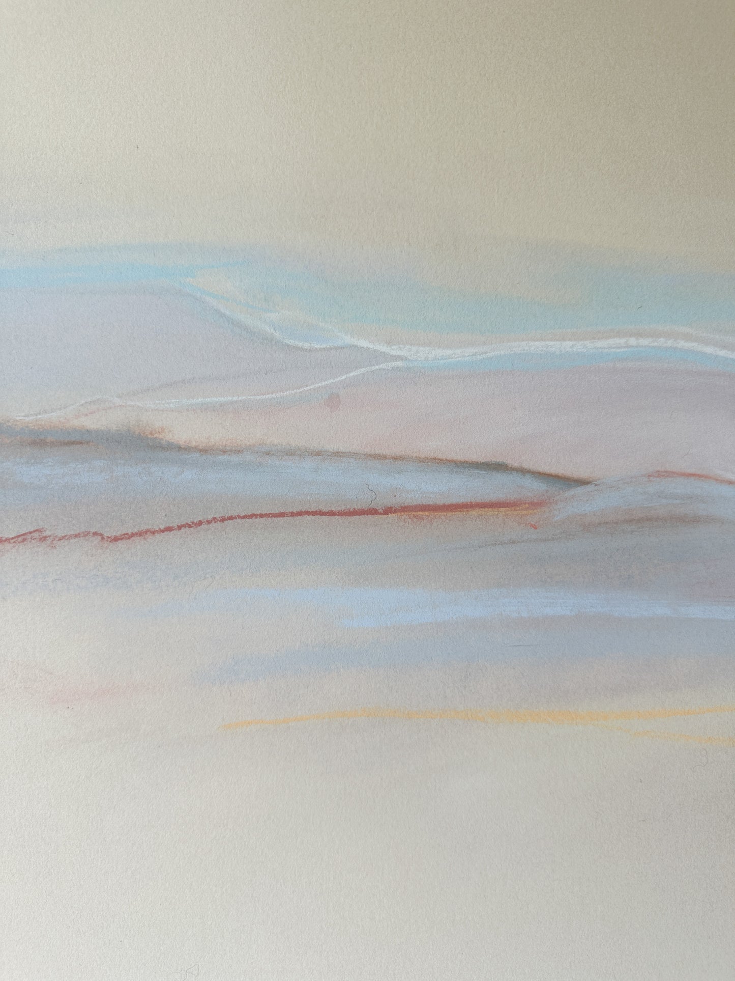 Mountain Horizon with Red Line Abstract - Pastel by Jane Matteson SIGNED (40"W x 29”H)