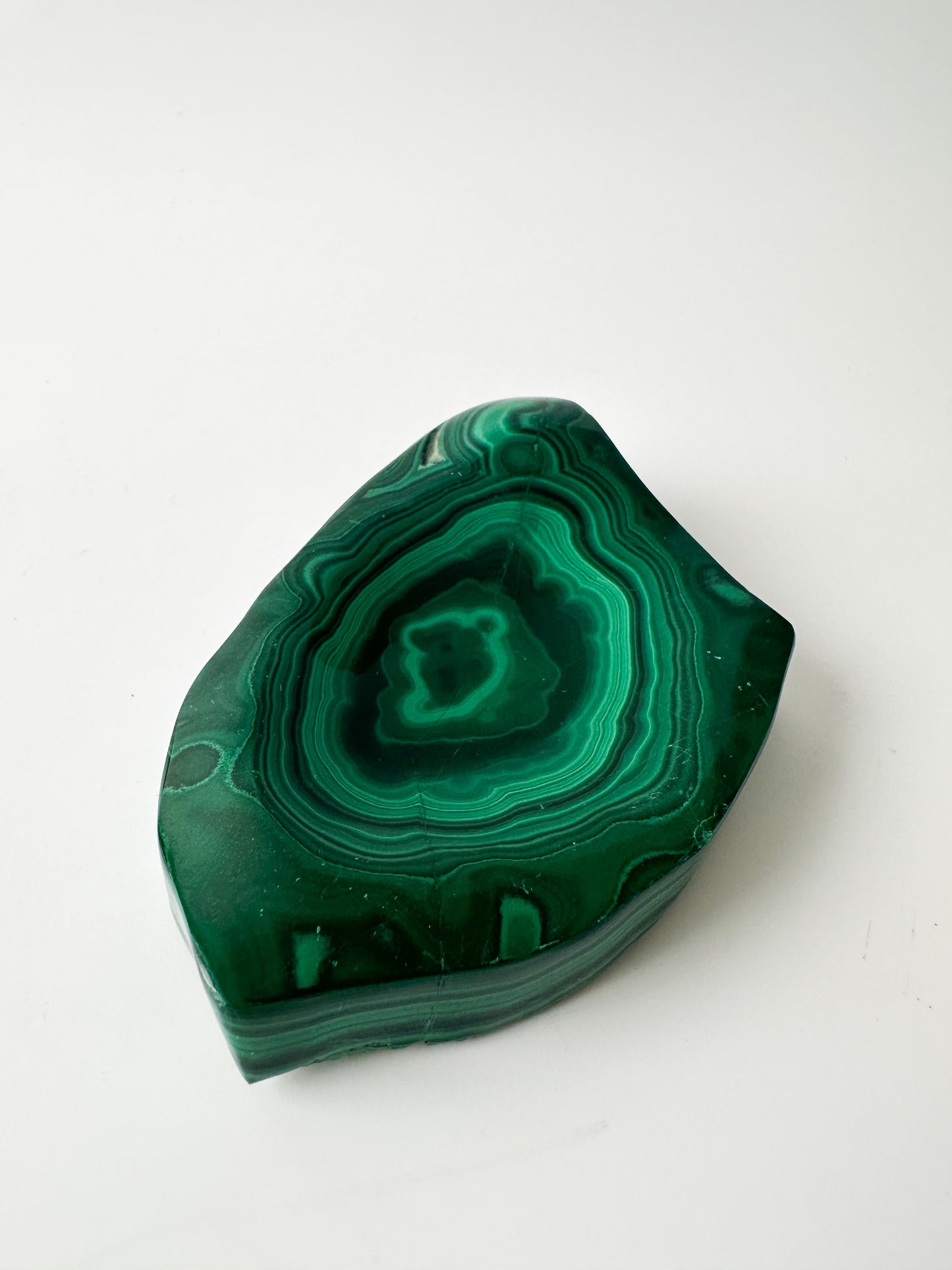 Polished Genuine Malachite Shallow Trinket Dish (4"L x 2.75"W x 1"H)