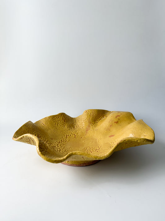 Yellow Pottery Wavy Bowl