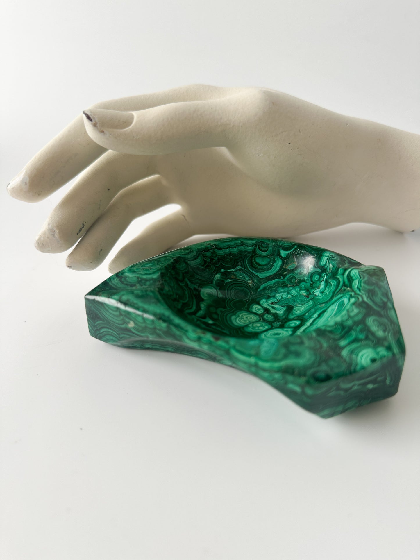 Polished Genuine Malachite Ashtray Trinket Dish (4.25"L x 3.5"W x 1"H)