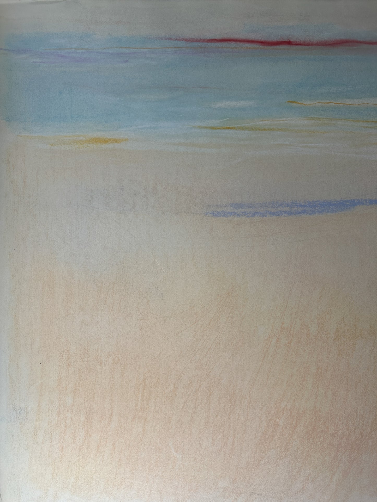 Peach, Aqua, and Light Blue Sky - Abstract Pastel by Jane Matteson (41”W x 29.5”H)