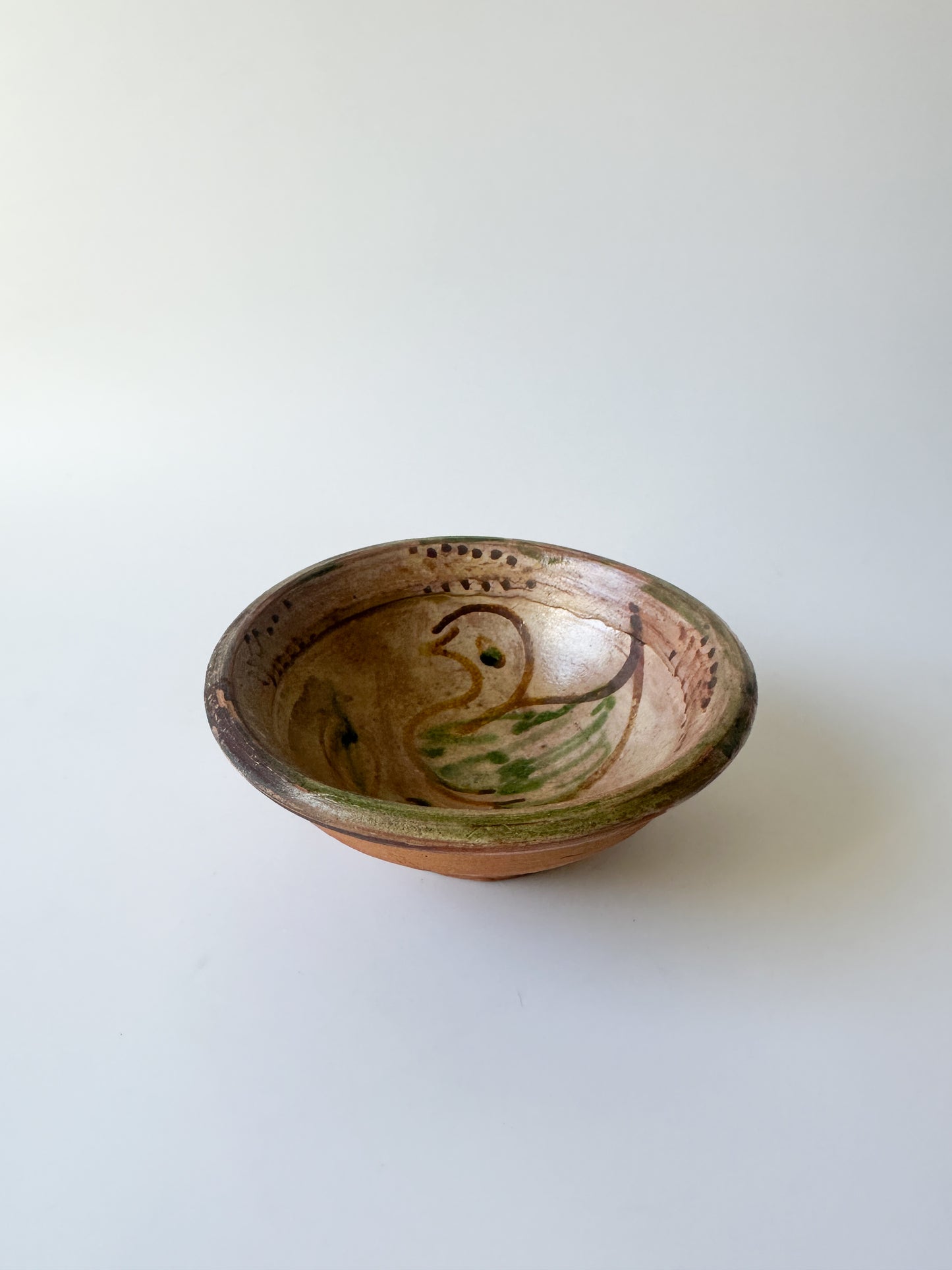 Tiny Talavera Earthenware Bowl with Hand-Painted Bird