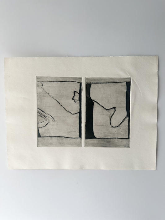 Abstract Black and White Rectangles VI - Intaglio by the late Velda Warner (14.625"W x 11“H)