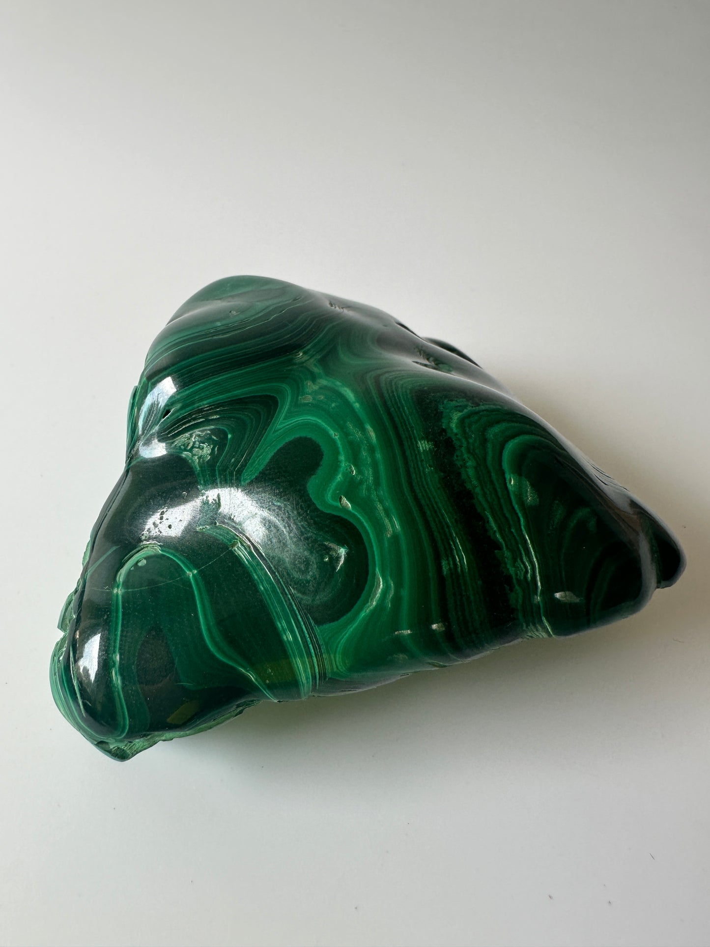 Polished Genuine Malachite Specimen Decorative Object (4"L x 3.5"W x 1.75"H)