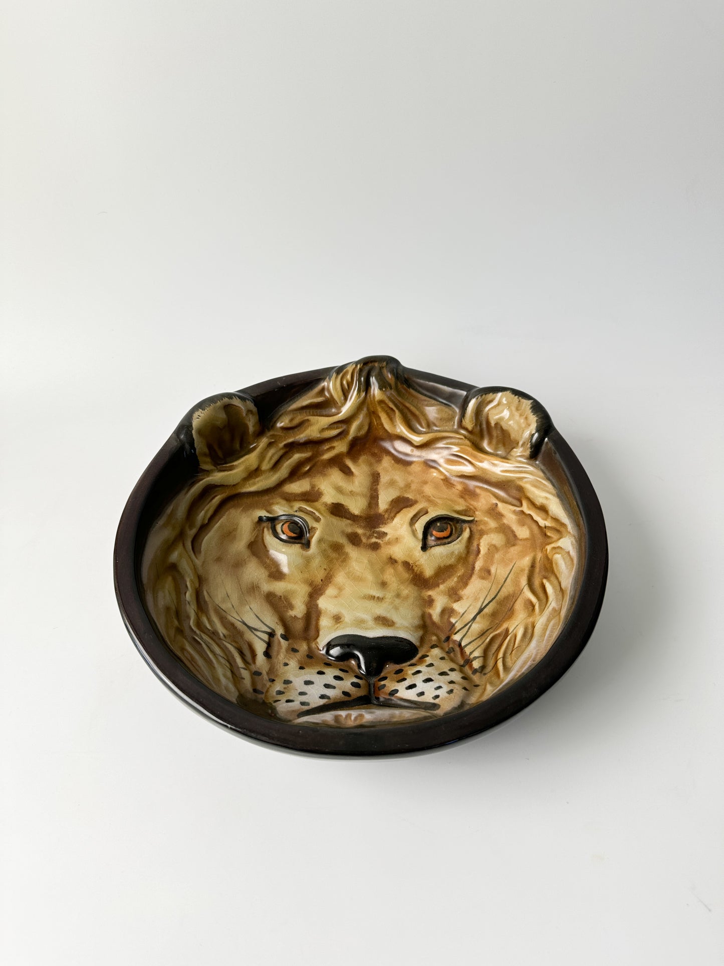 Vintage Italian Terracotta Lion Bowl (10")