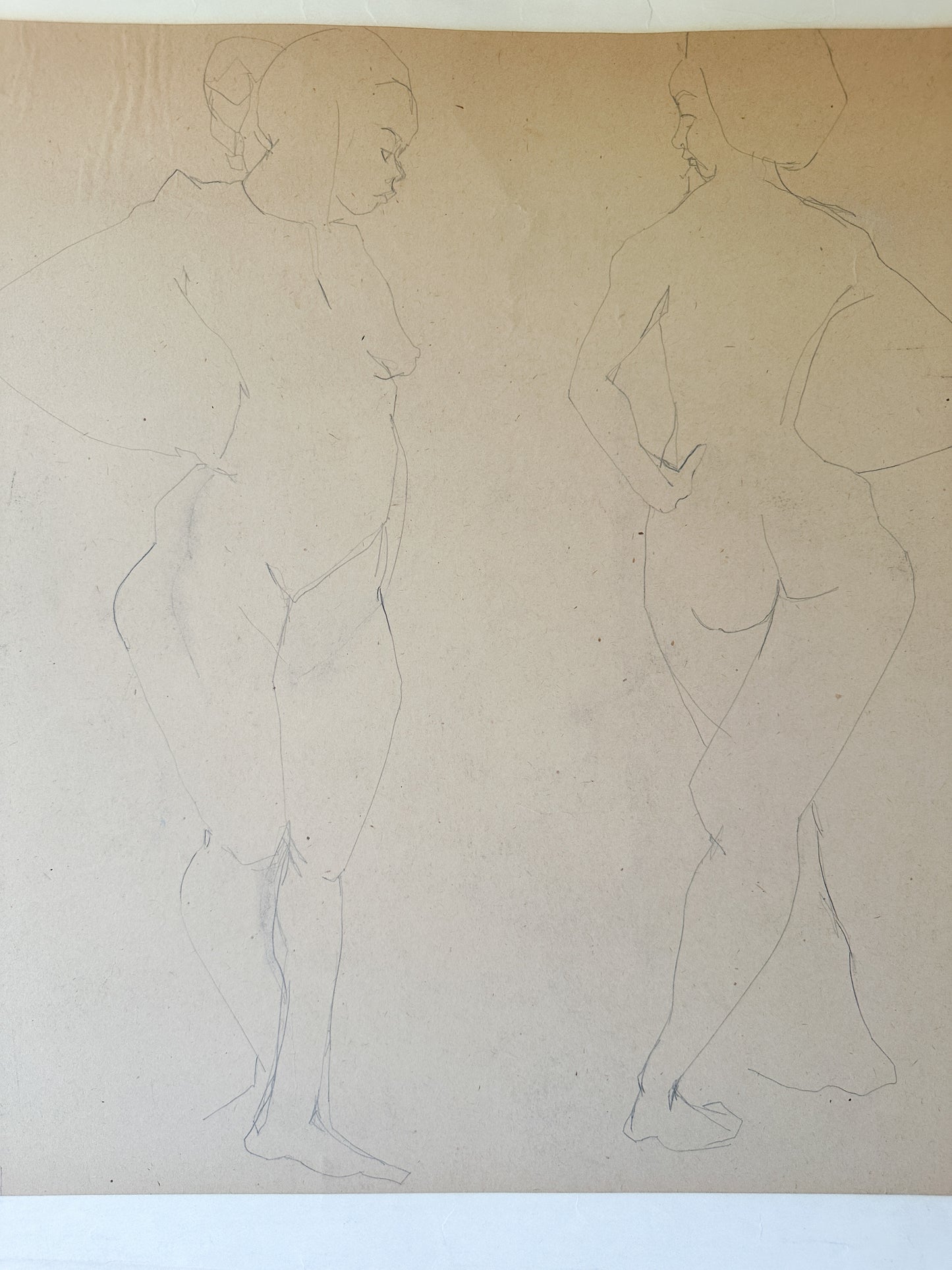 Two Nudes (Horizontal) Pencil Drawing by Jane Matteson (30.5"W x 22.5"H)