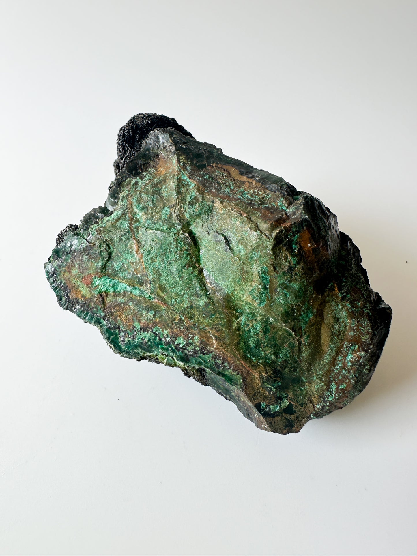 Raw Unpolished Malachite Specimen (3.375"L x 2.25"W x 2"H)