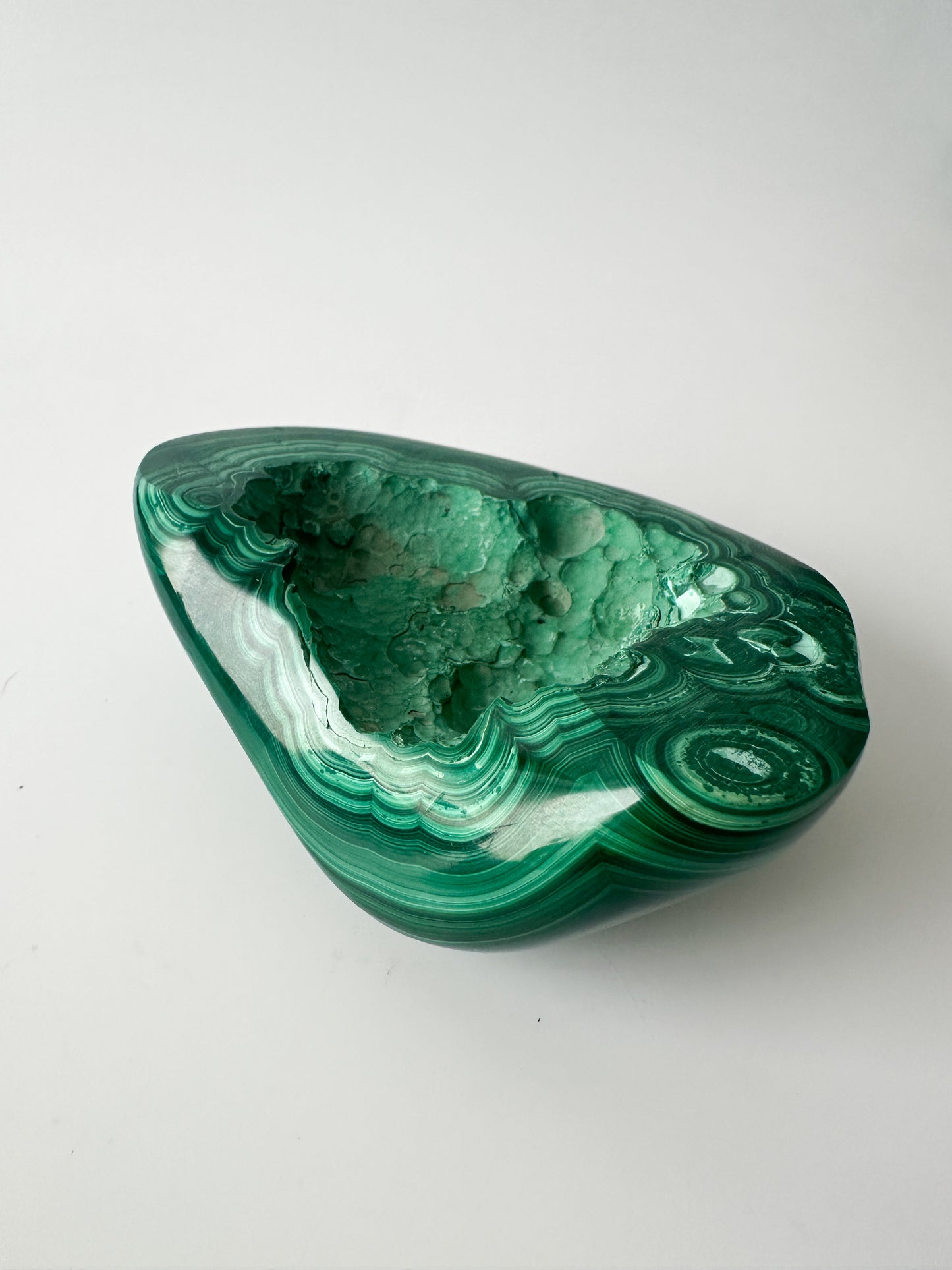 Polished Genuine Malachite Decorative Object (4.3"L x 3.875"W x 1.5"H)