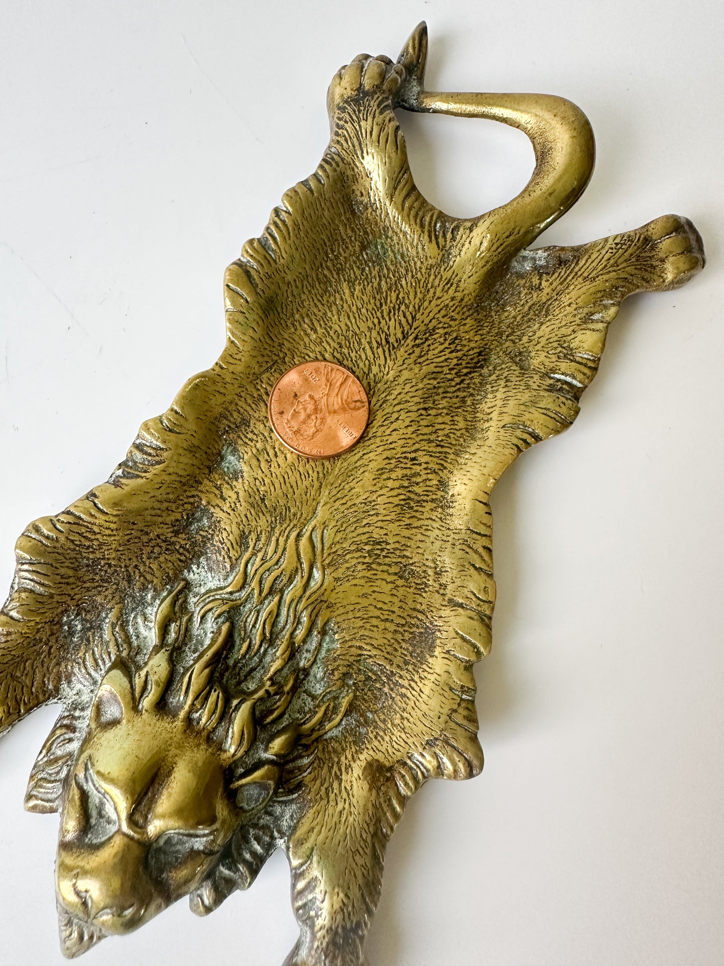 Vintage Brass Lion Trinket Dish