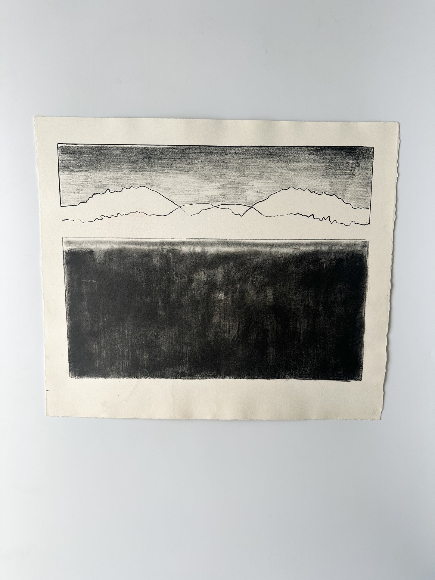 "MOUNTAINS / PLAIN" - Aquatint by Late Artist, Jane Matteson (18" W x 15.75" H)