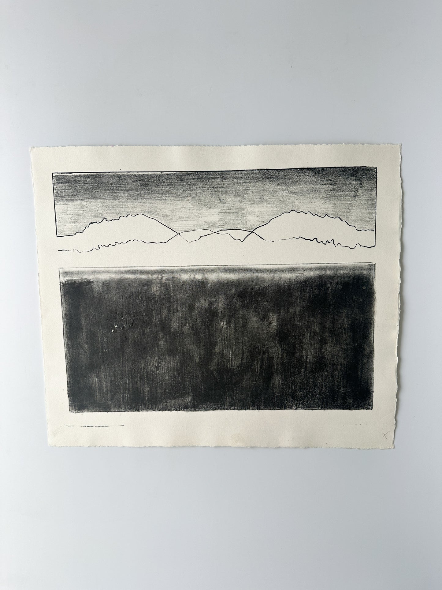 "MOUNTAINS / PLAIN" - Aquatint by Late Artist, Jane Matteson (18" W x 15.75" H)