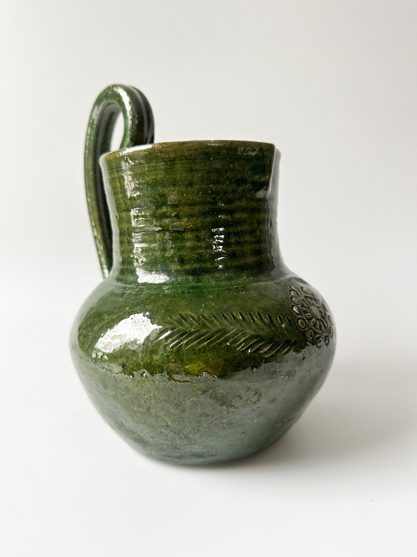 Green Terracotta Pottery Pitcher Jug