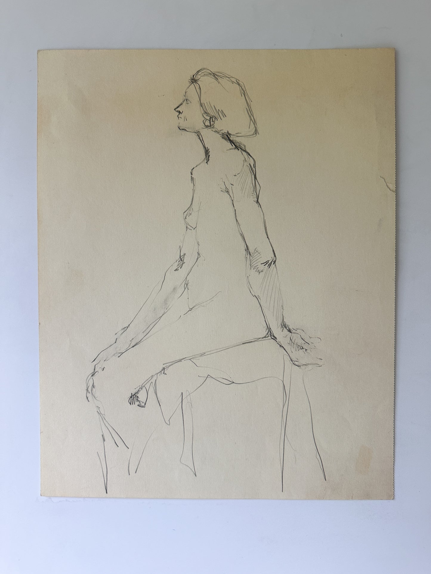 Seated Woman Nude Sketch by Jane Matteson (10”W x 13”H)