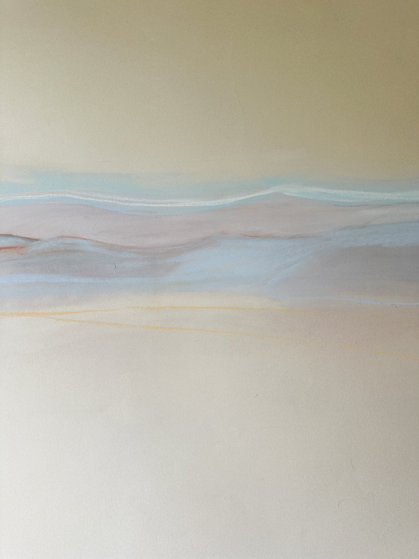 Mountain Horizon with Red Line Abstract - Pastel by Jane Matteson SIGNED (40"W x 29”H)