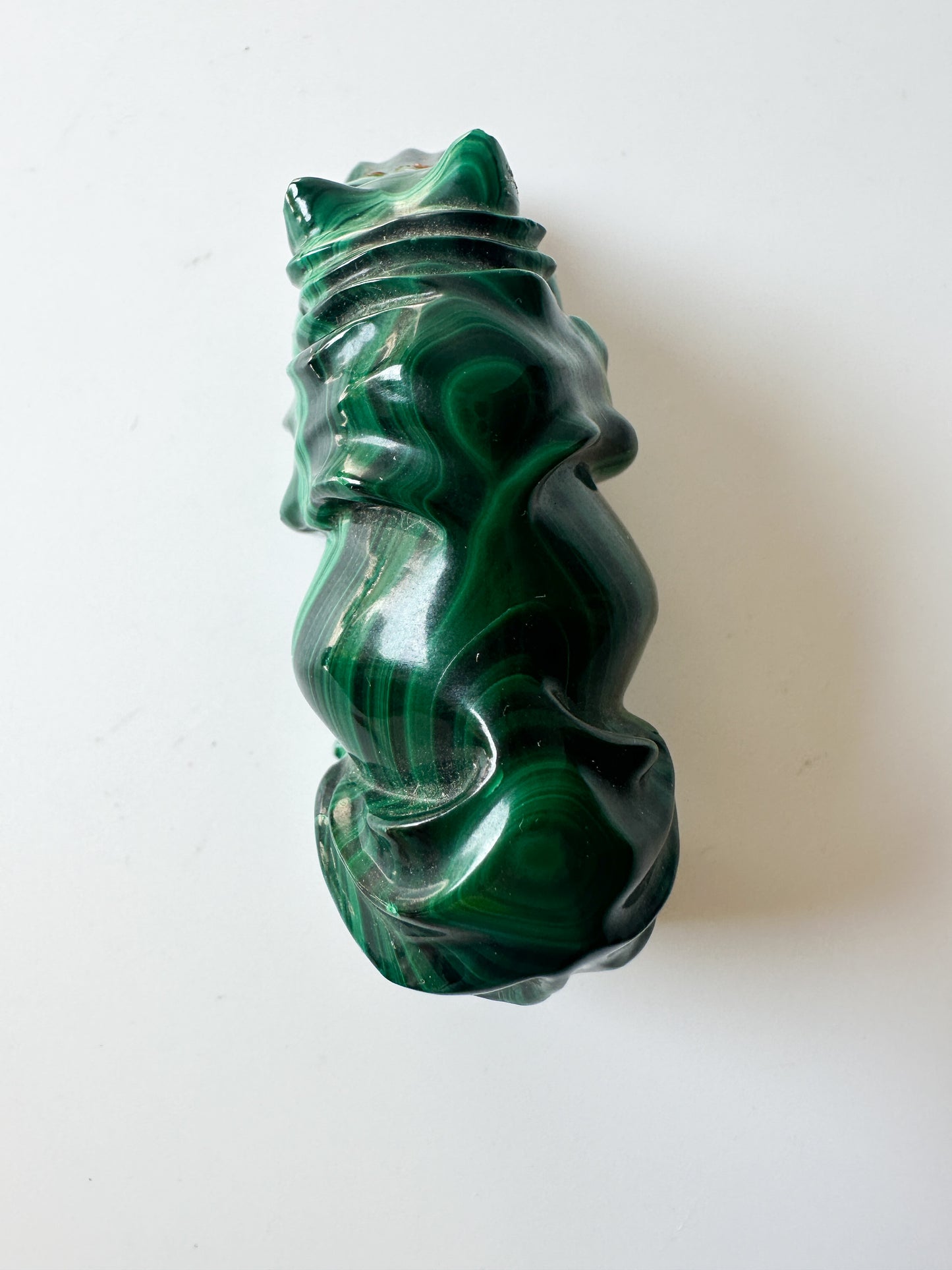 Genuine Malachite [repaired] Hippopotamus with Wood Stand (2.75"L x 2.875"W x 1"H)