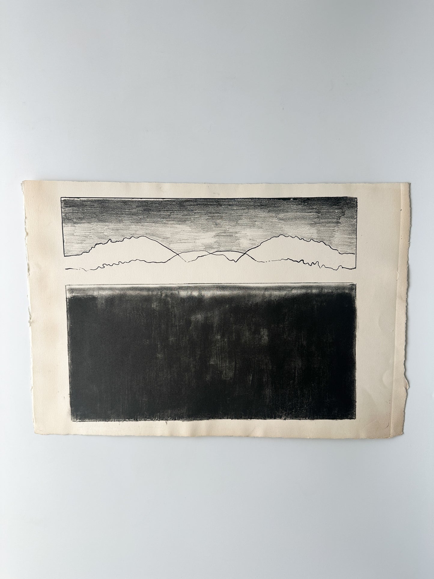 "MOUNTAINS / PLAIN" - Aquatint by Late Artist, Jane Matteson (18" W x 15.75" H)