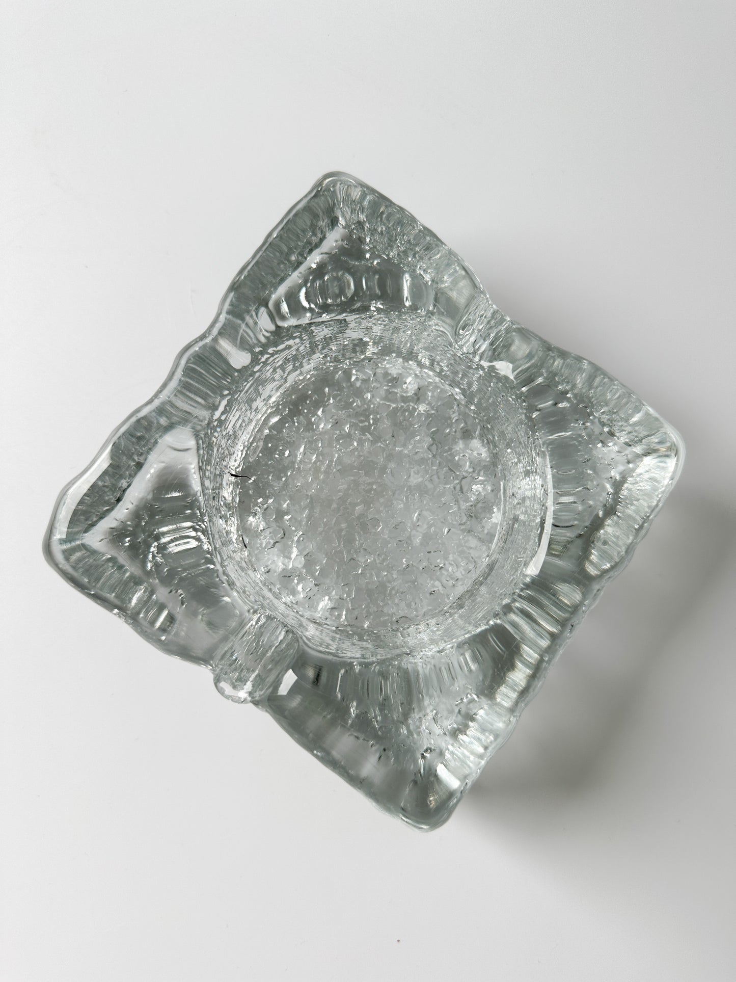 Vintage Orrefors Textured Ice Glass Ashtray