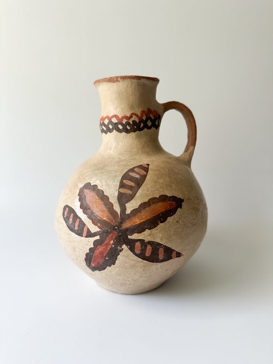 Handmade and Hand-Painted Terracotta Pitcher