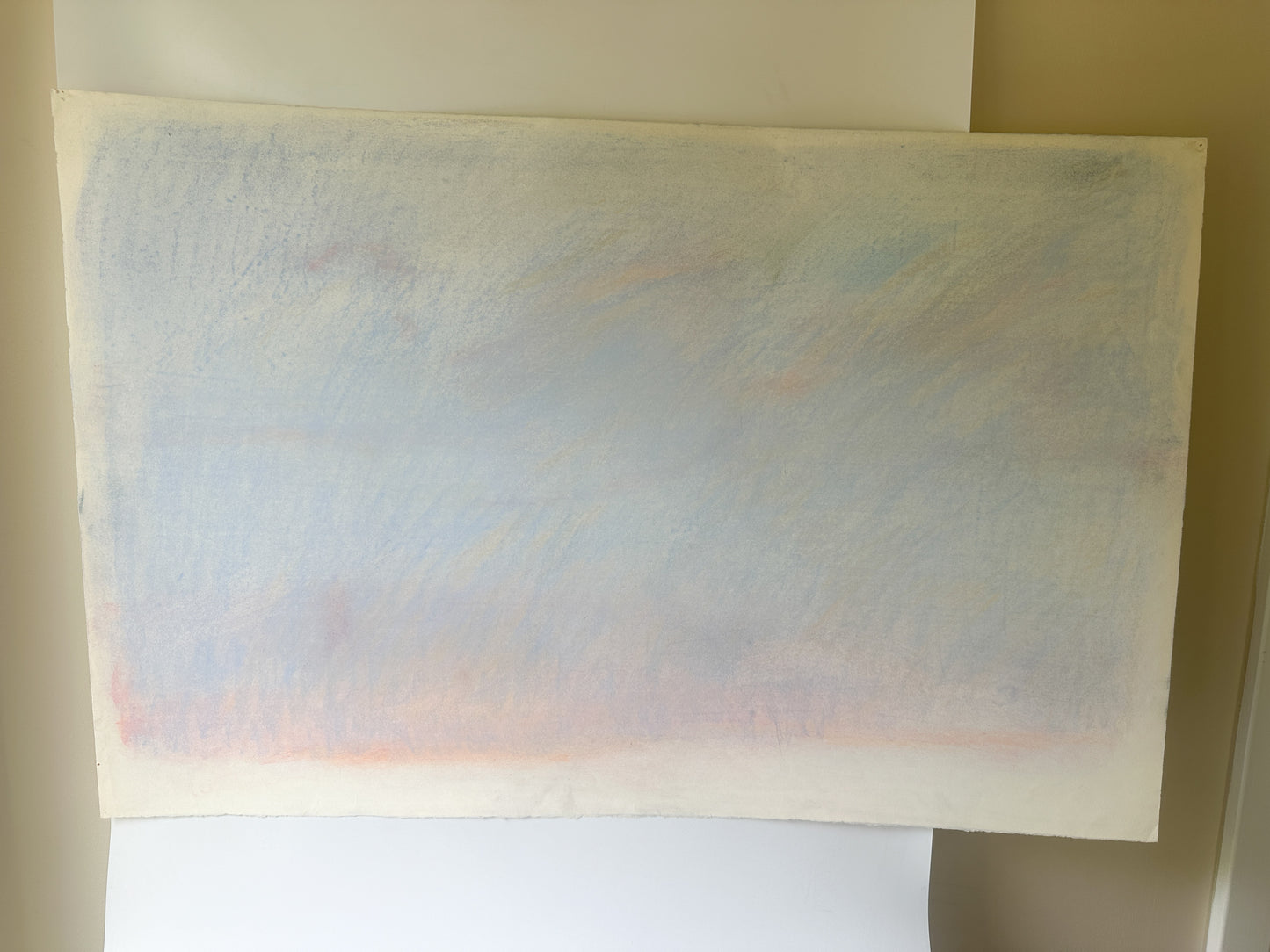 Light Pink and Blue Abstract Sky - Pastel by Jane Matteson (40”W x 26”H)