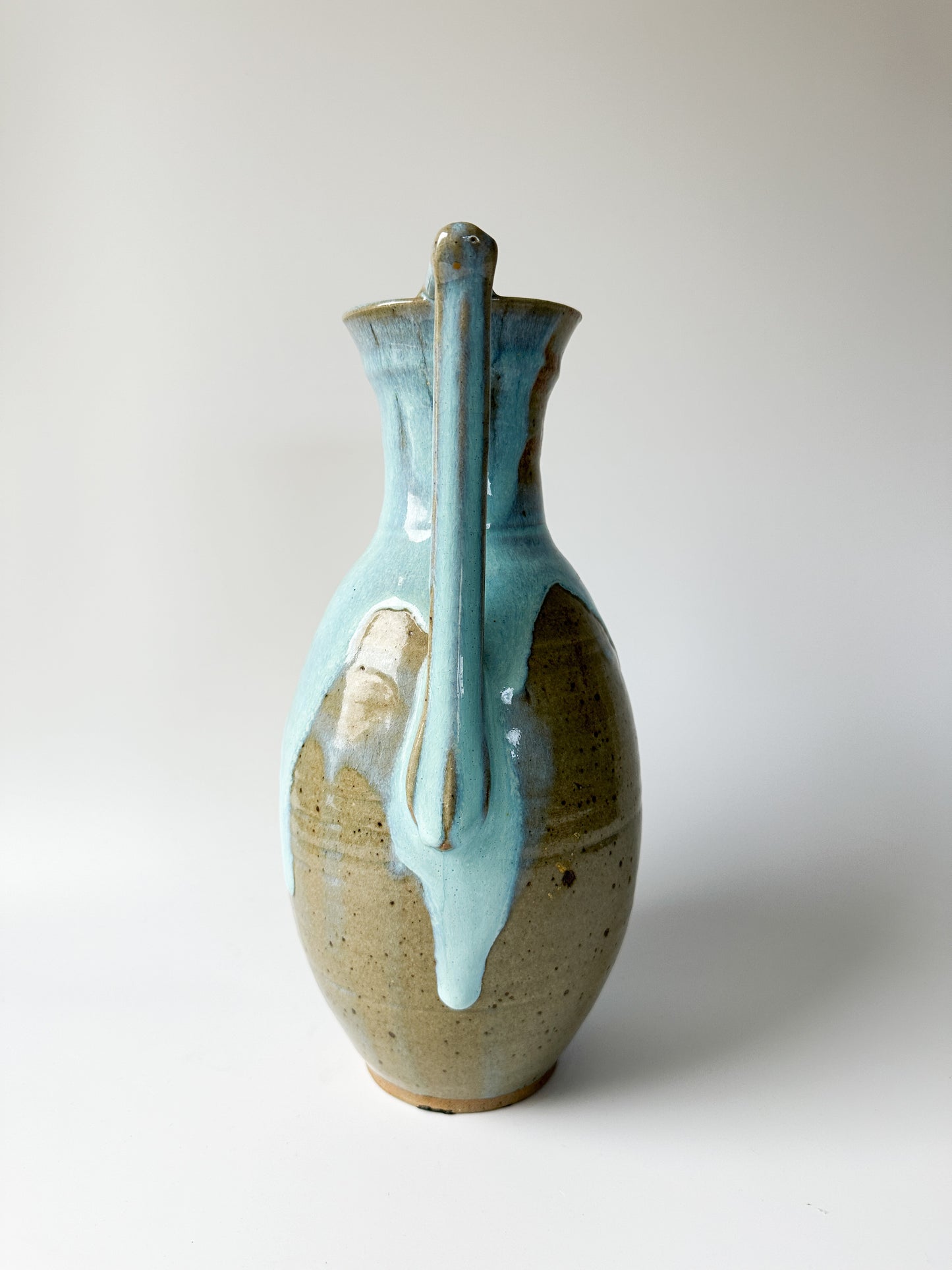 Studio Pottery Pitcher with Light Blue Glaze