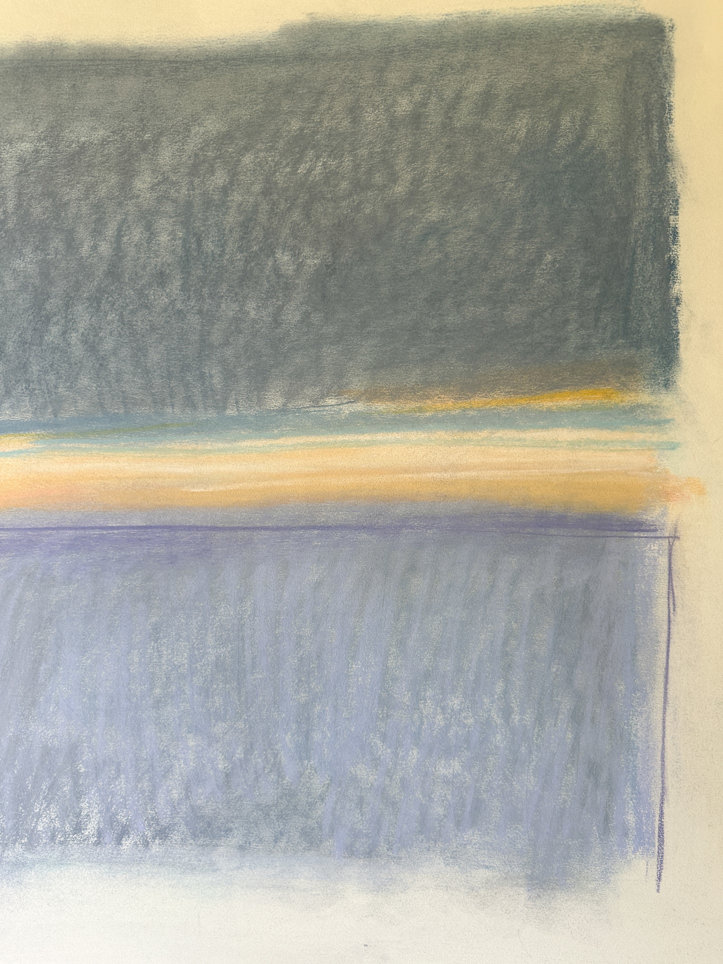 Gray, Blue, and Yellow Abstract Sky - Pastel by Jane Matteson (40"W x 26"H)