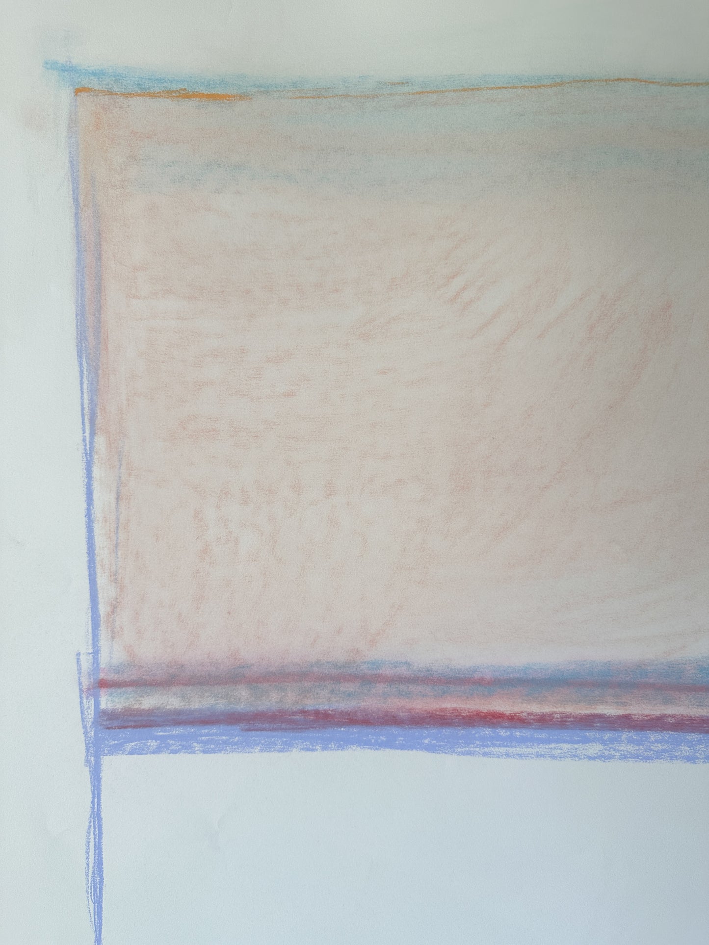 Large Peach and Blue Abstract - Pastel by Jane Matteson (40"W x 26"H)