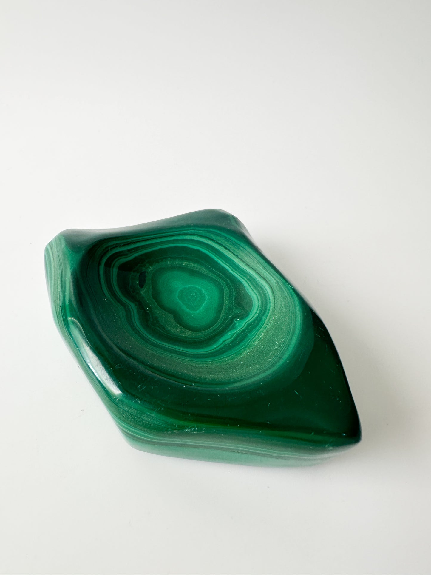 Polished Genuine Malachite Shallow Trinket Dish (4"L x 3"W x 1"H)