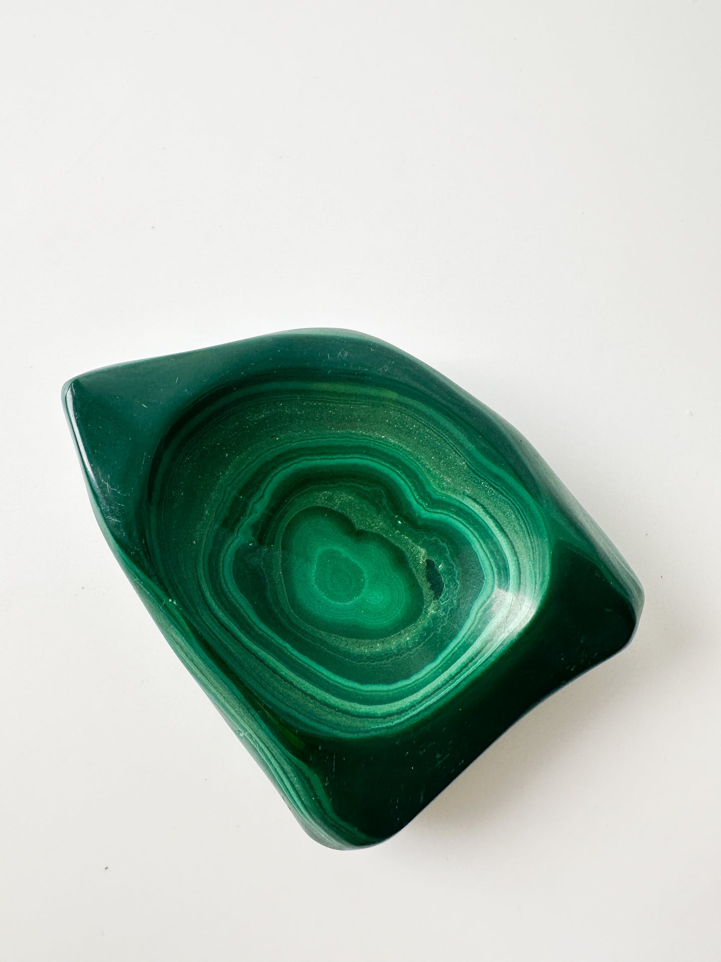 Polished Genuine Malachite Shallow Trinket Dish (4"L x 3"W x 1"H)