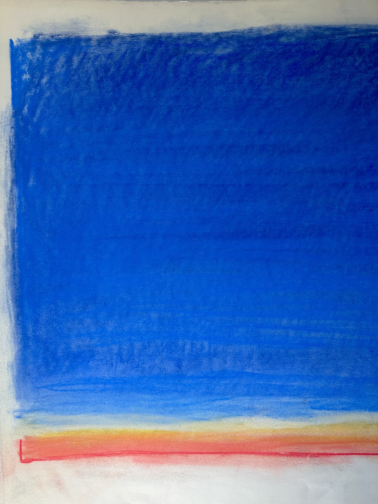 Bright Blue and Orange Abstract Sky - Pastel by Jane Matteson (40"W x 26"H)