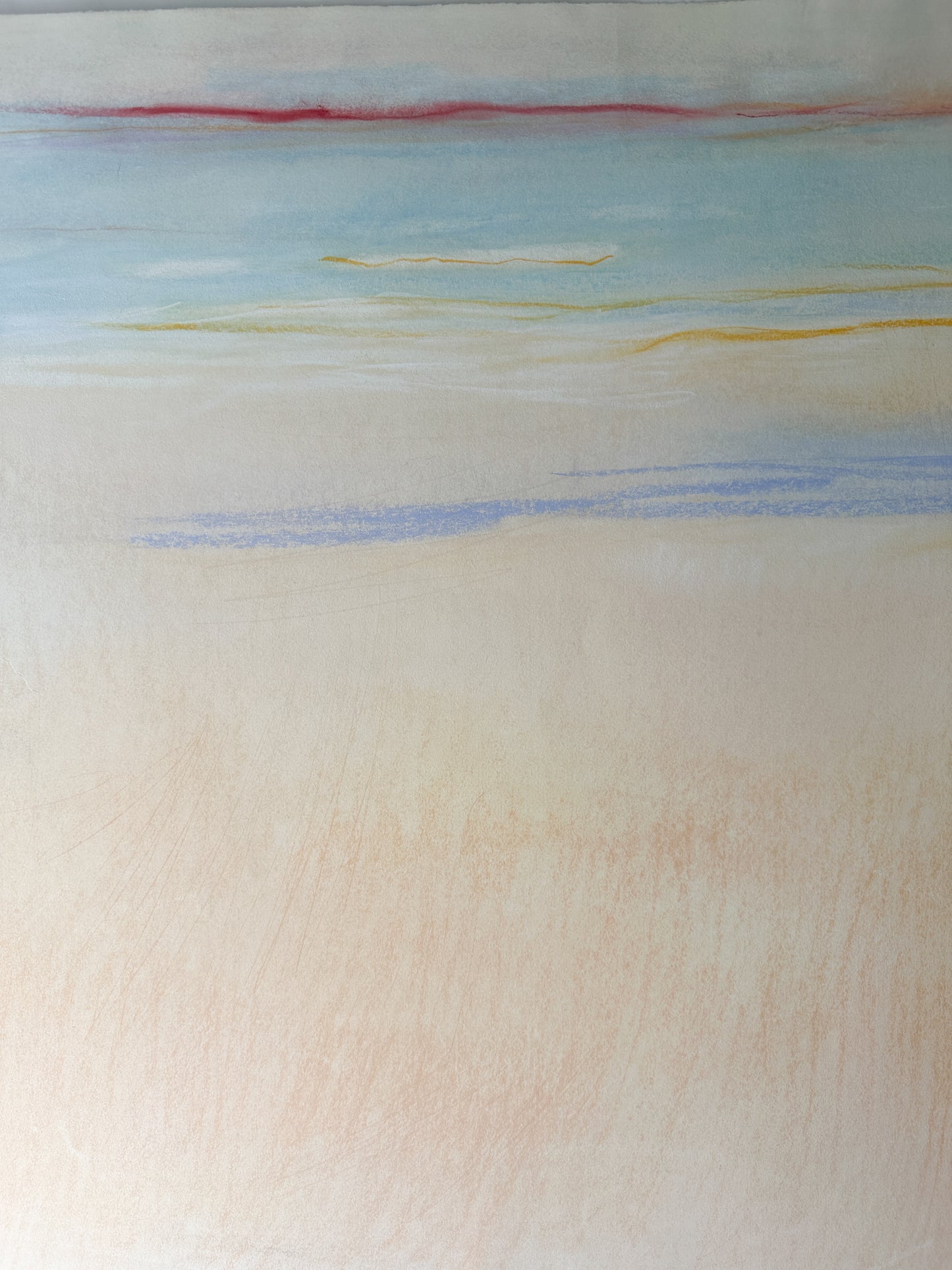 Peach, Aqua, and Light Blue Sky - Abstract Pastel by Jane Matteson (41”W x 29.5”H)