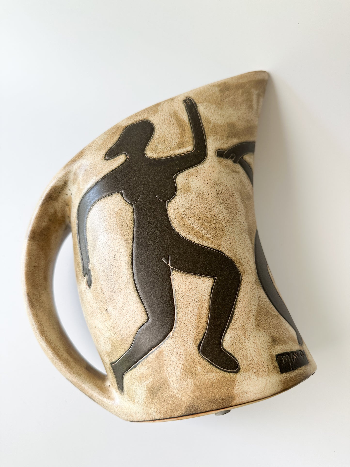 Vintage Mara Ceramic Pitcher with Dancing Forms