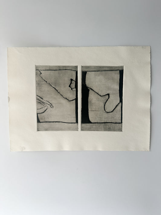 Abstract Black and White Rectangles V - Intaglio by the late Velda Warner (14.75"W x 11“H)