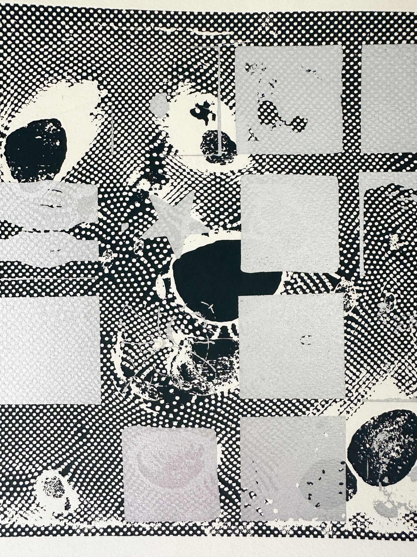 Black and Silver Ink Abstract - Screenprint by the late Velda Warner (26.125”W x 19.125”H)