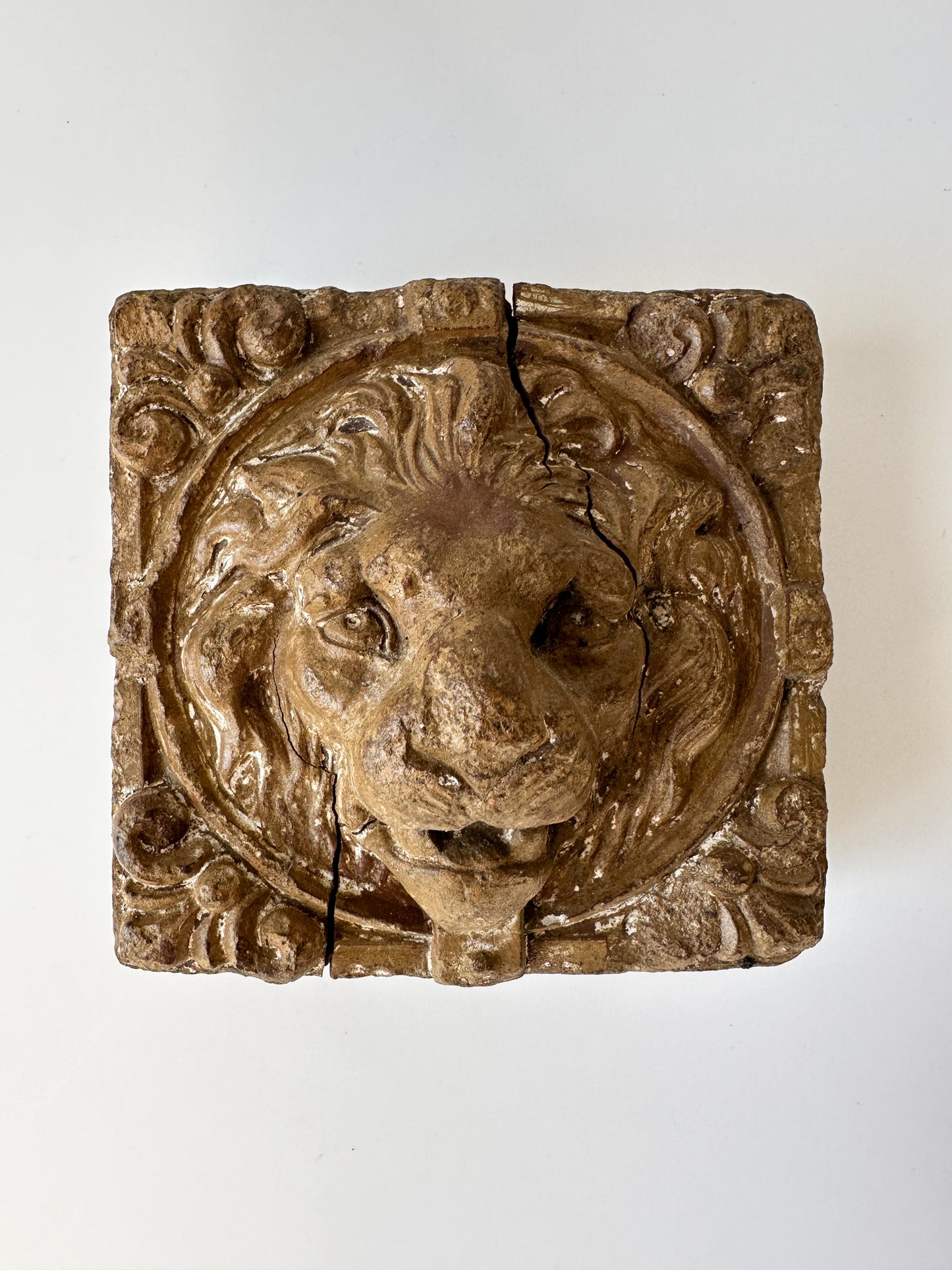 Lion Head Brick Carving by Sculptor Gary Ross