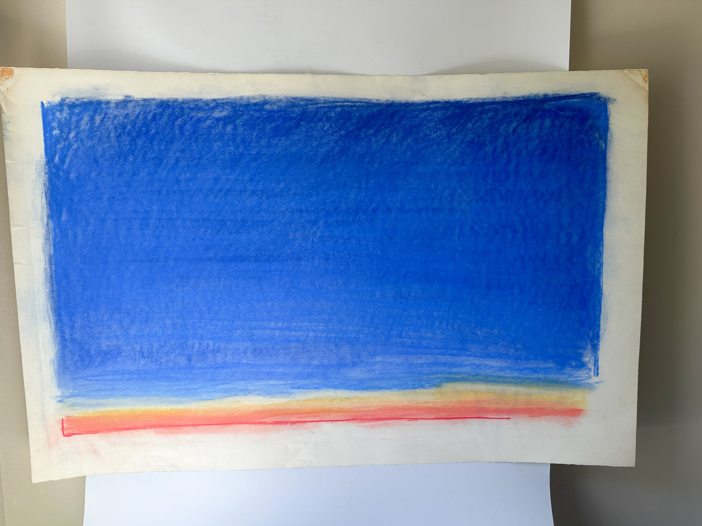 Bright Blue and Orange Abstract Sky - Pastel by Jane Matteson (40"W x 26"H)