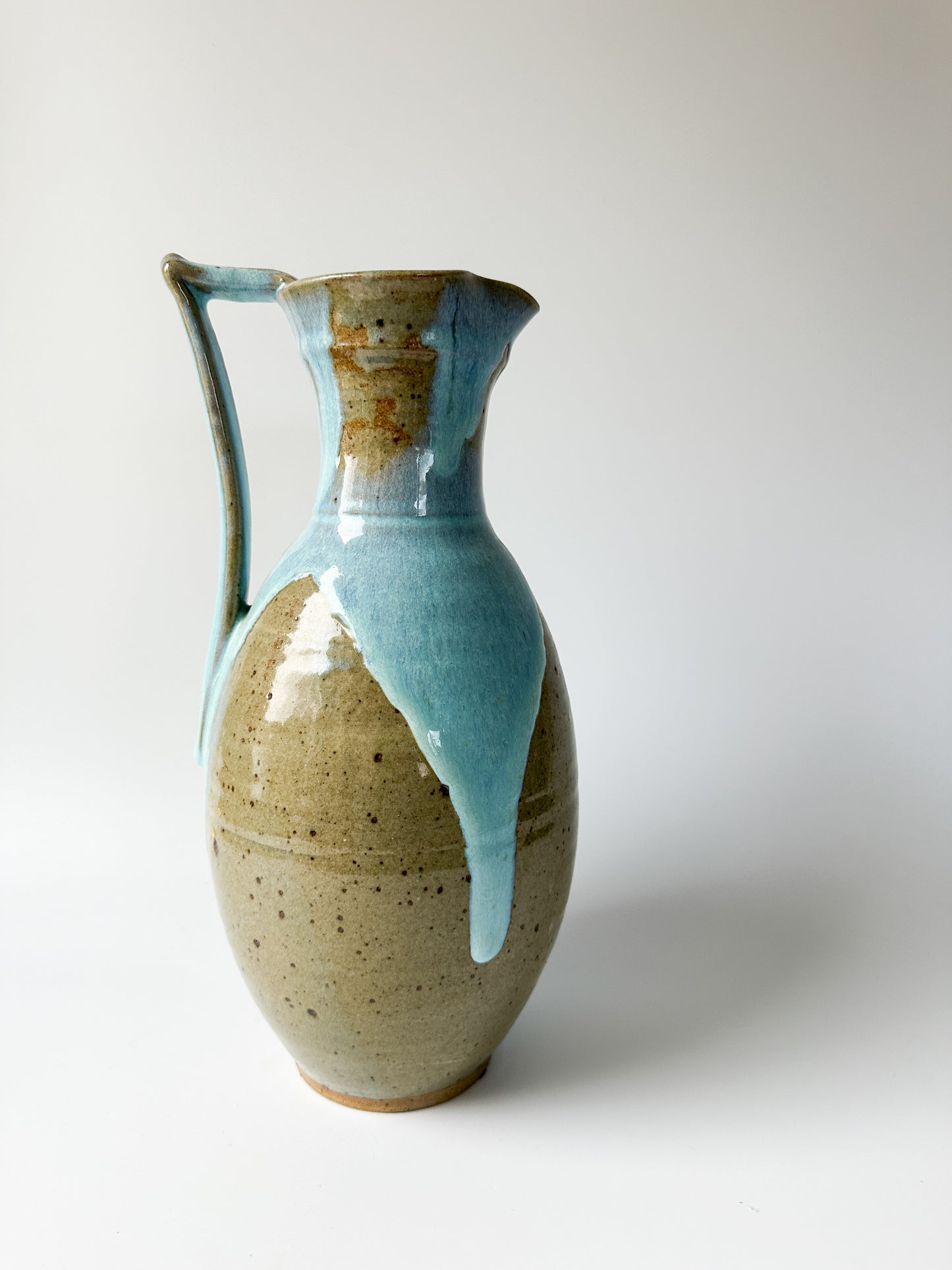 Studio Pottery Pitcher with Light Blue Glaze