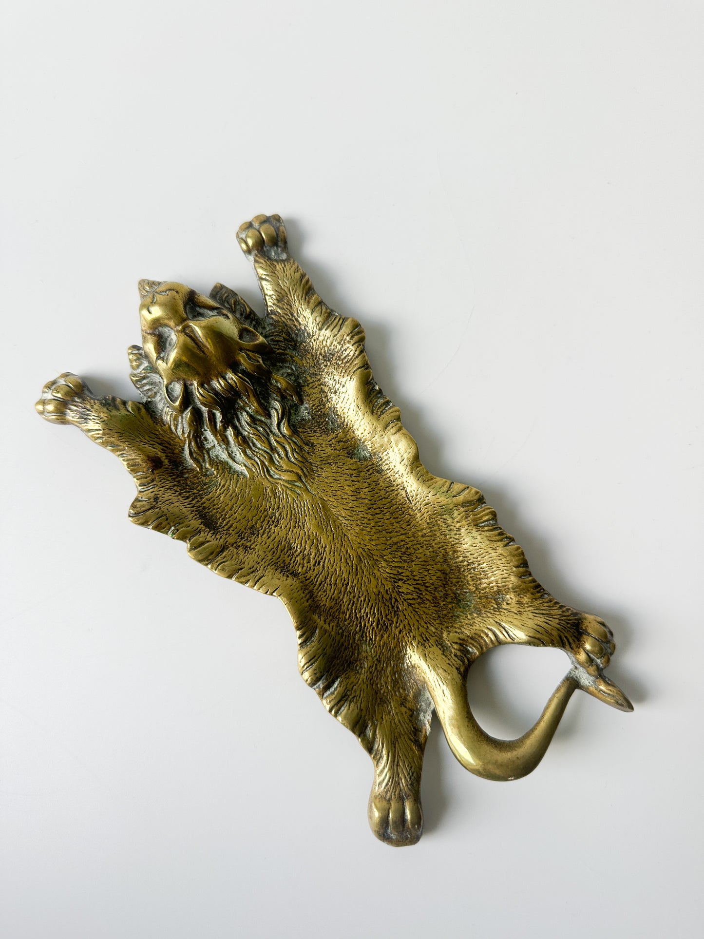 Vintage Brass Lion Trinket Dish