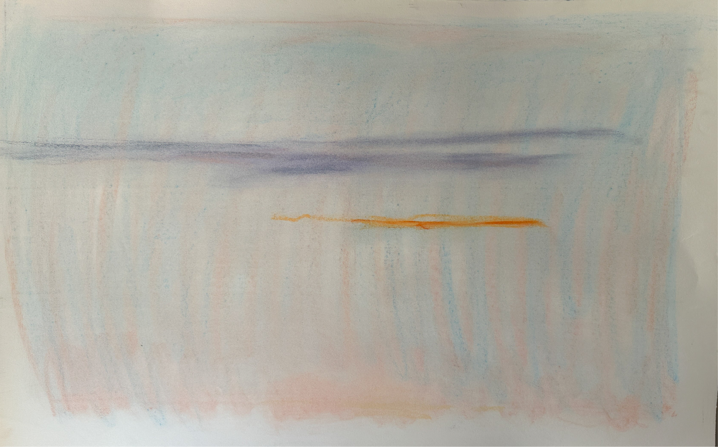 Aqua, Orange, and Pink Abstract Skyline - Pastel by Jane Matteson (40"W x 26"H)