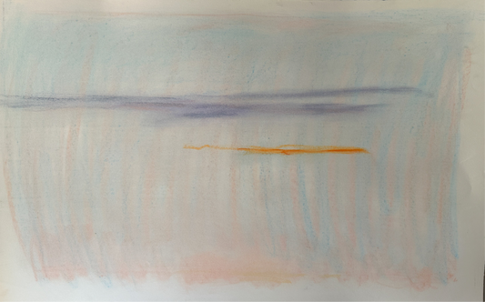 Aqua, Orange, and Pink Abstract Skyline - Pastel by Jane Matteson (40"W x 26"H)